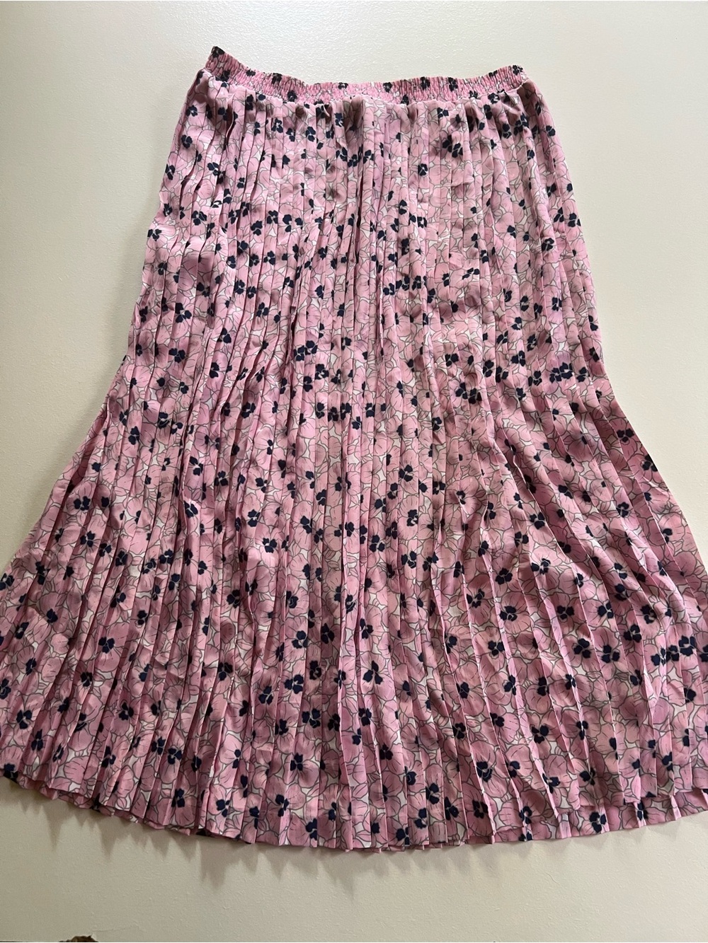 Vintage 80s pink pansy Floral Pleated Skirt